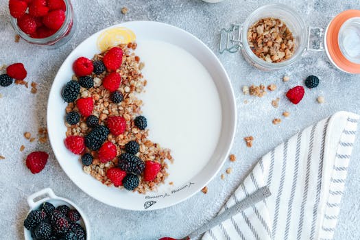 nutritious breakfast bowl with yogurt and fruit