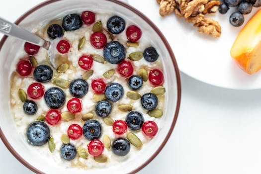 bowl of oatmeal with fruits