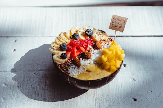 colorful smoothie bowl with superfoods