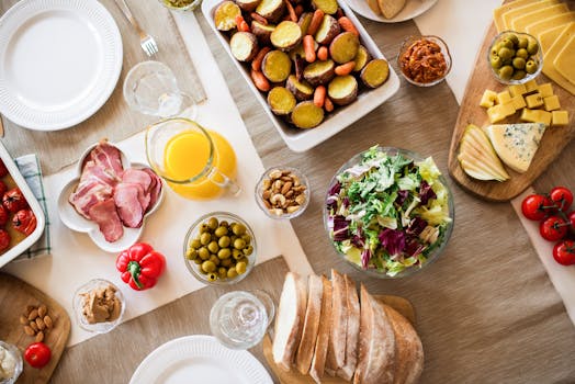 colorful breakfast spread from different cultures