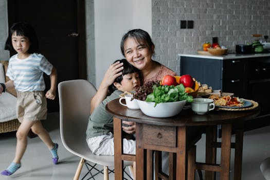 family enjoying breakfast together