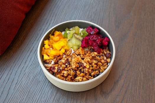 colorful bowl of overnight oats topped with berries