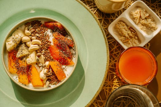 colorful display of chia seeds and nuts