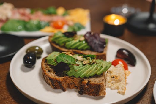 whole grain toast with avocado